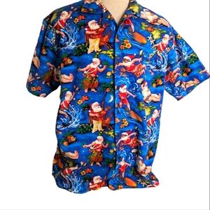 Max Boxer Hawaiian Santa Claus Aloha Short Sleeve Size XL